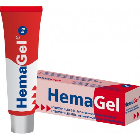 „HemaGel“  hidrofilinis gelis žaizdoms, tūbelėje po 5 g (Wake spol. s r.o., Čekija)
