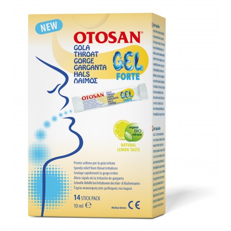 •OTOSAN drėkinamasis gerklės gelis (paketėliai 14x10g), (Otosan, Italija)