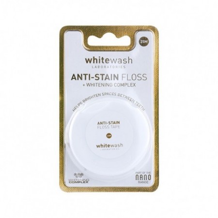 Anti-Stain FLOSS – balinantis tarpdančių siūlas 25m, (WhiteWash Laboratories, JAV)