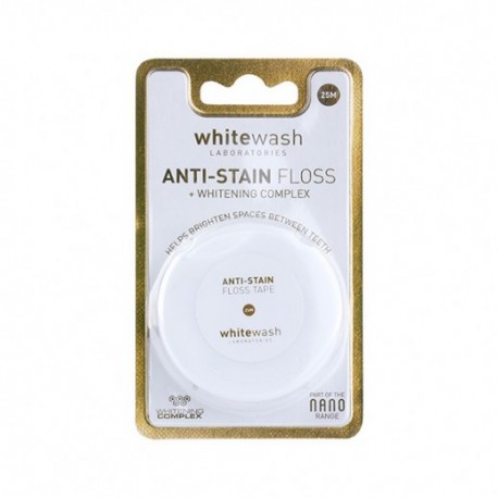 Anti-Stain FLOSS – balinantis tarpdančių siūlas 25m, (WhiteWash Laboratories, JAV)